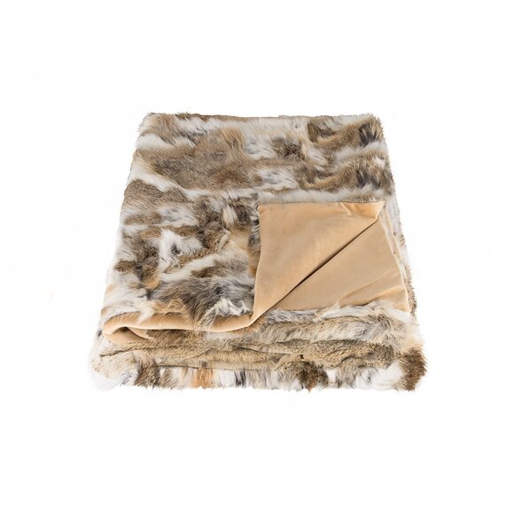 Natural Home Decor Classic Rabbit Throw | 1-Piece | Tan/white | 50"x60" - Picture 1 of 3